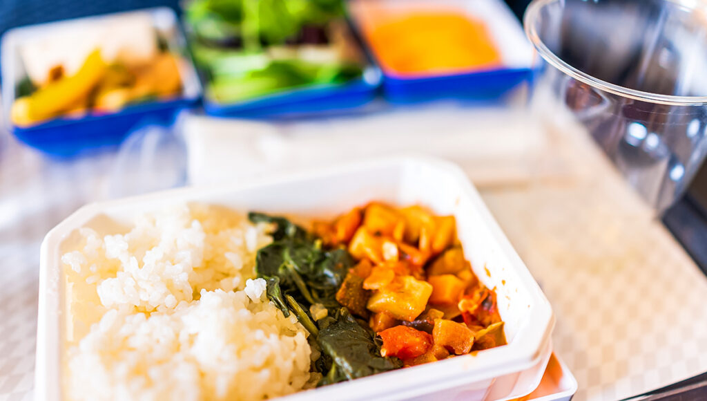 Fresh vegan meal tray highlighting the healthy options in Philippine Airlines food.