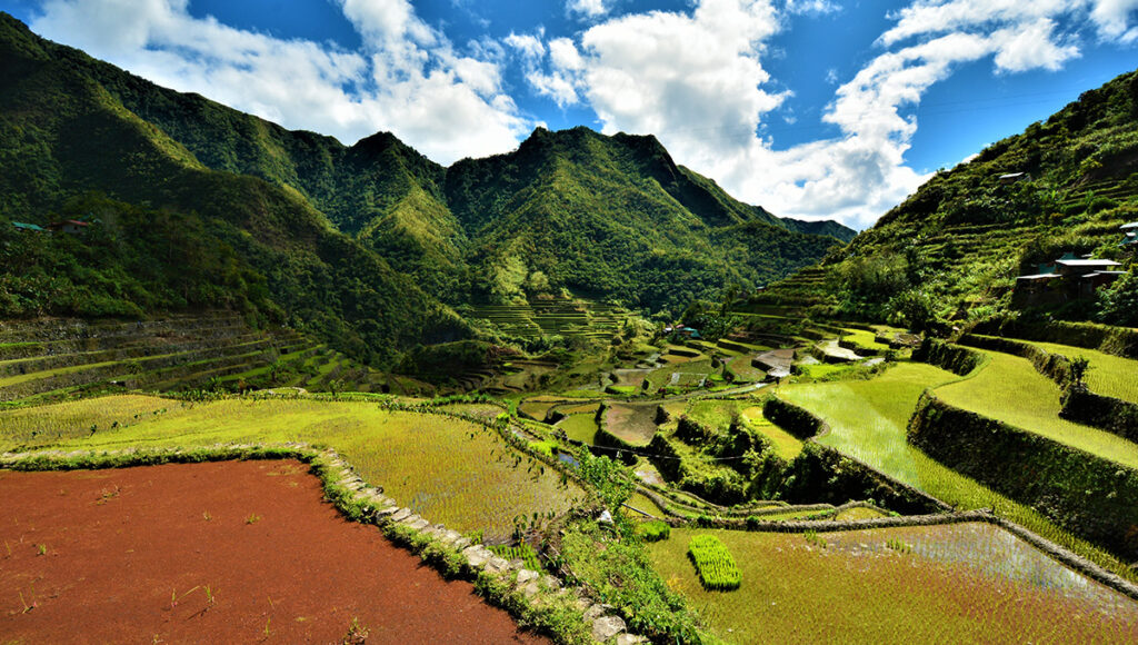 Dramatic mountain view of the ancient rice terraces in Northern Luzon, a must-see heritage site during 2 weeks in Philippines.