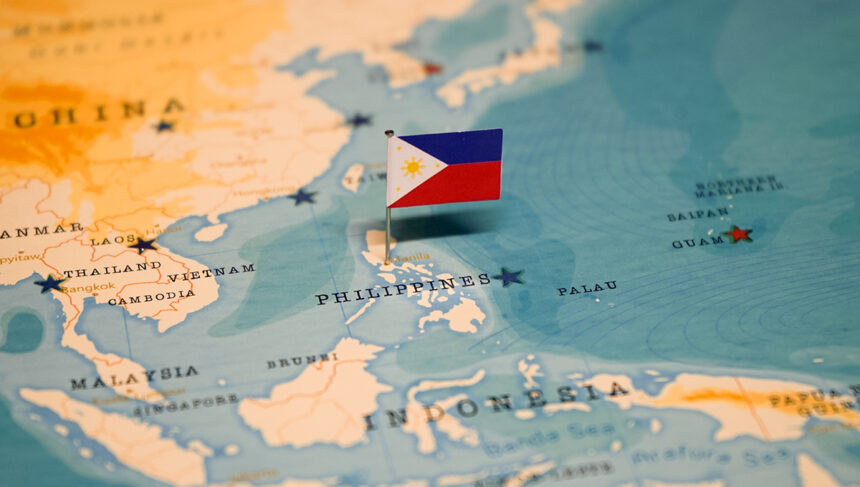 A map of the Philippines shaped and colored as the national flag, a visual starting point for Map of the Philippines shaped and colored as the national flag — a visual starting point for travel advice Philippines.