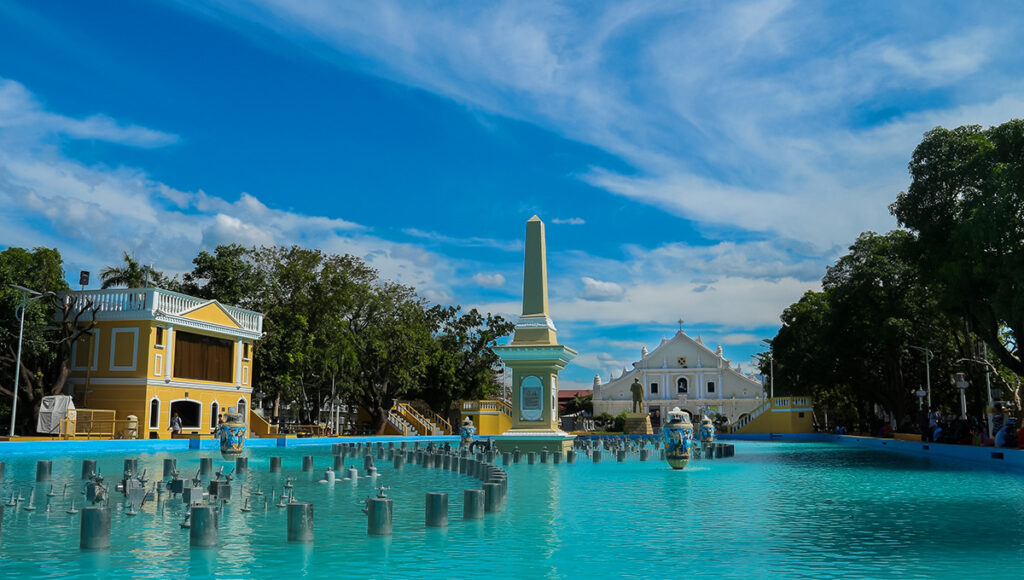 The dancing fountain of Plaza Salcedo rests in front of St. Paul's Cathedral. Plaza Salcedo is named after the founder of Vigan City, Juan de Salcedo-vigan tourist spots