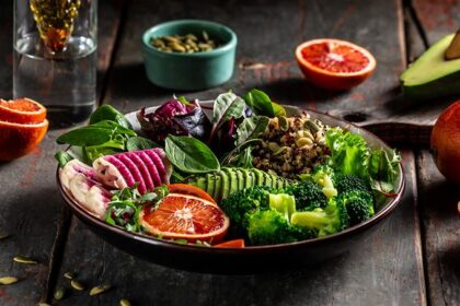 Is Philippines good for vegetarians? Colorful healthy vegetarian Buddha bowl with fresh vegetables, grains, and greens
