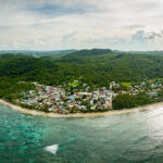 Drone picture of Burgos north of Siargao, Surigao del Norte, Philippines, before its destruction by Typhoon Odette in December, a premier place to visit in Surigao.