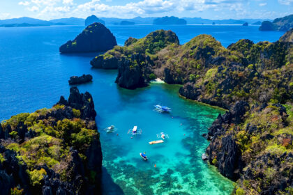 Aerial view of Coron lagoon and islands in Palawan, one of the most breathtaking sights and a must-see when exploring things to do in Coron,