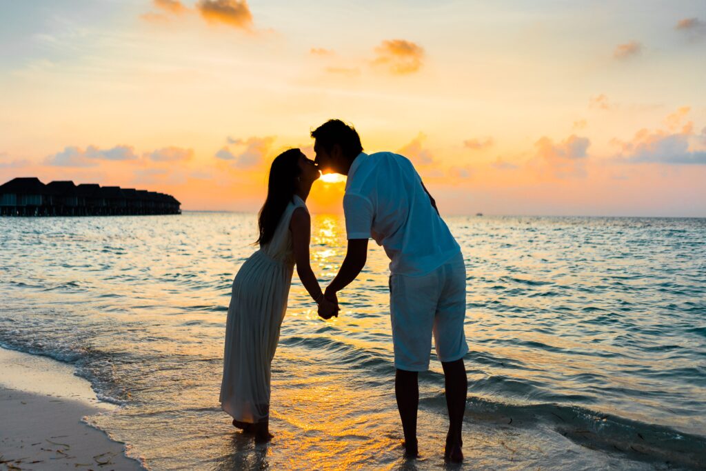 Romantic couple enjoying a scenic mountain view during a Philippines honeymoon